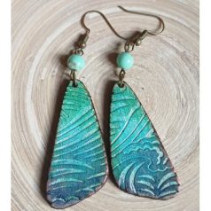 Hullámok - háromszög bőr fülbevaló