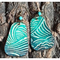 Hullámok - trapéz bőr fülbevaló