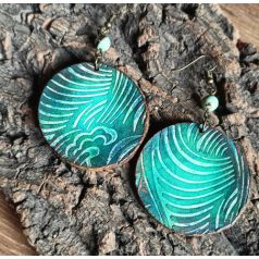 Hullámok - 42 mm kerek bőr fülbevaló