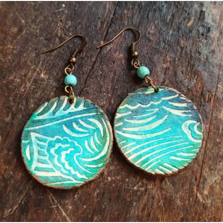 Hullámok - 35 mm kerek bőr fülbevaló