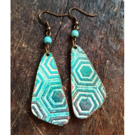 Hatszögek - háromszög bőr fülbevaló