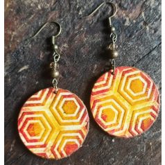 Hatszögek - 35 mm kerek bőr fülbevaló