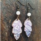 Csipke mintás - levél alakú bőr fülbevaló