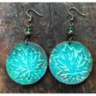 Falevél - 42 mm kerek bőr fülbevaló