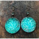 Falevél - 42 mm kerek bőr fülbevaló