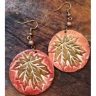 Falevél - 42 mm kerek bőr fülbevaló