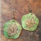 Falevél - ötszög bőr fülbevaló