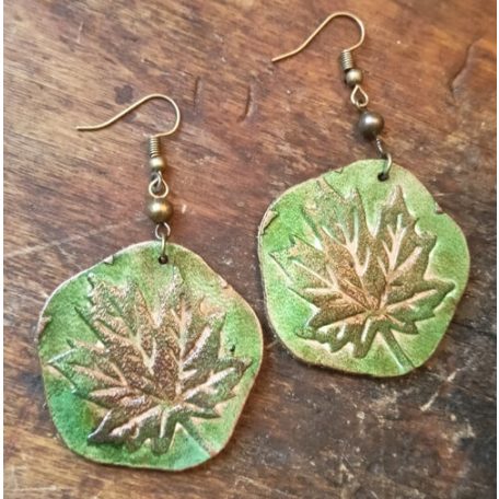 Falevél - ötszög bőr fülbevaló