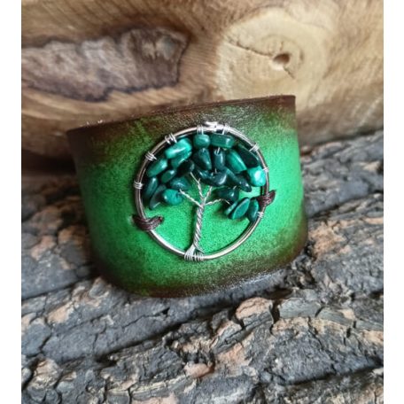 Zöld karkötő malachit életfa medállal