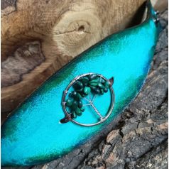 Türkiz karkötő malachit életfa medállal