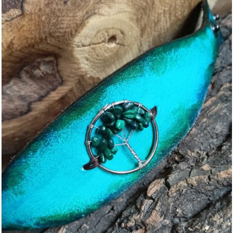 Türkiz karkötő malachit életfa medállal