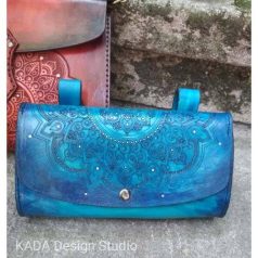 Kézzel festett valódi bőr övtáska